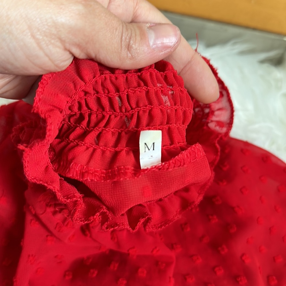 Red Ruffled Long Sleeve Bodysuit - Picture 6 of 7